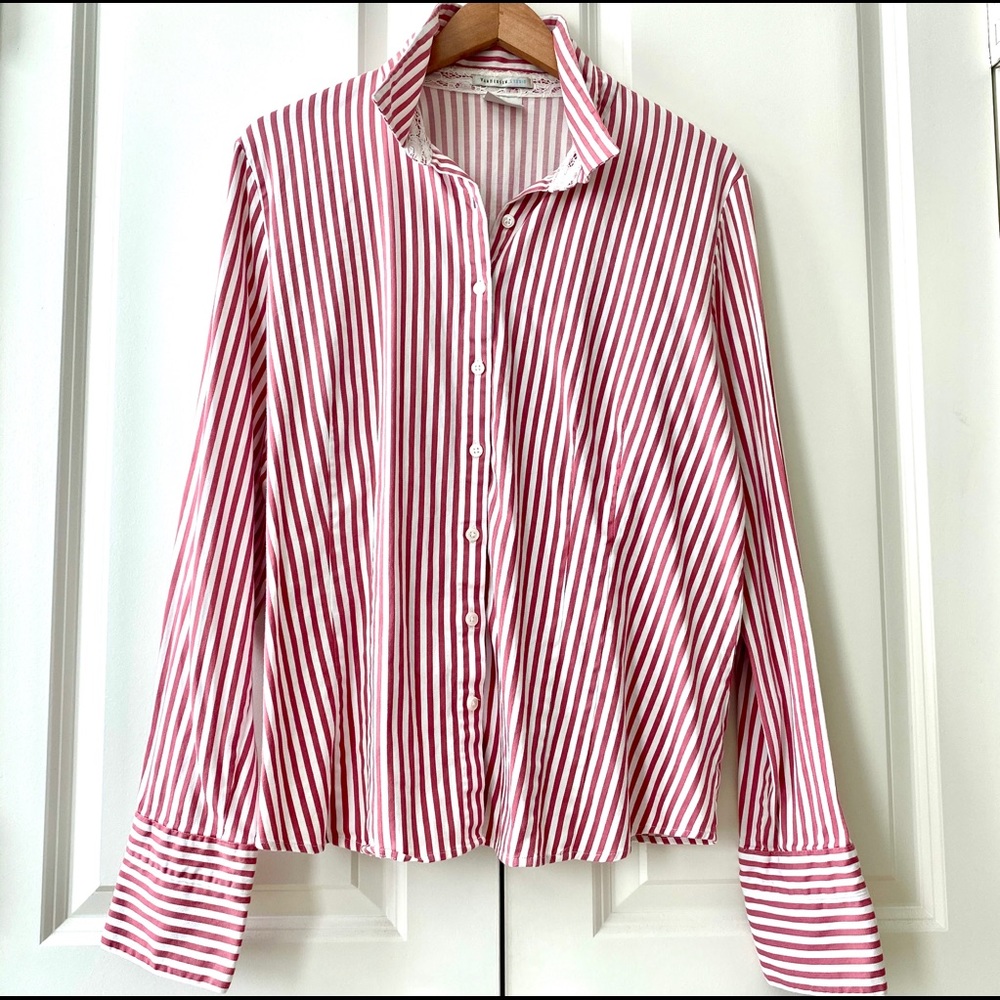 Red and White Striped Van-Heusen Oxford